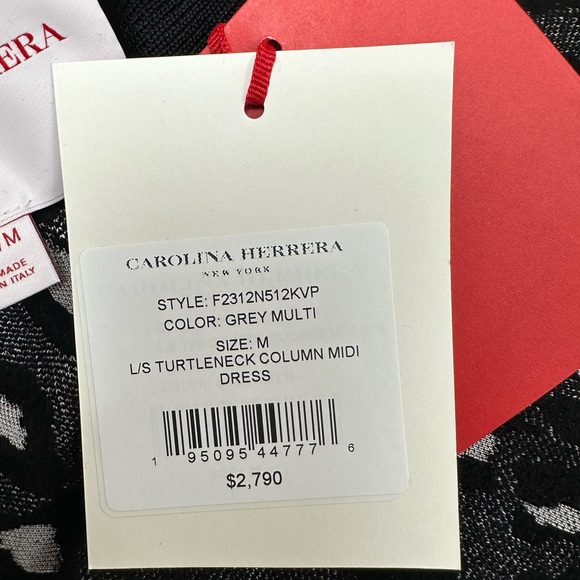 Carolina Herrera Leopard Jacquard Turtleneck Midi Dress - Picture 6 of 7